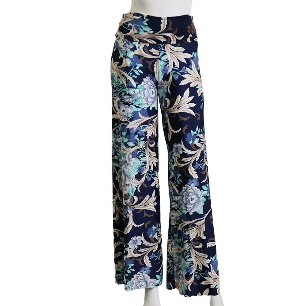 Fold Over Waist Wide Leg Bohemian Palazzo Pants